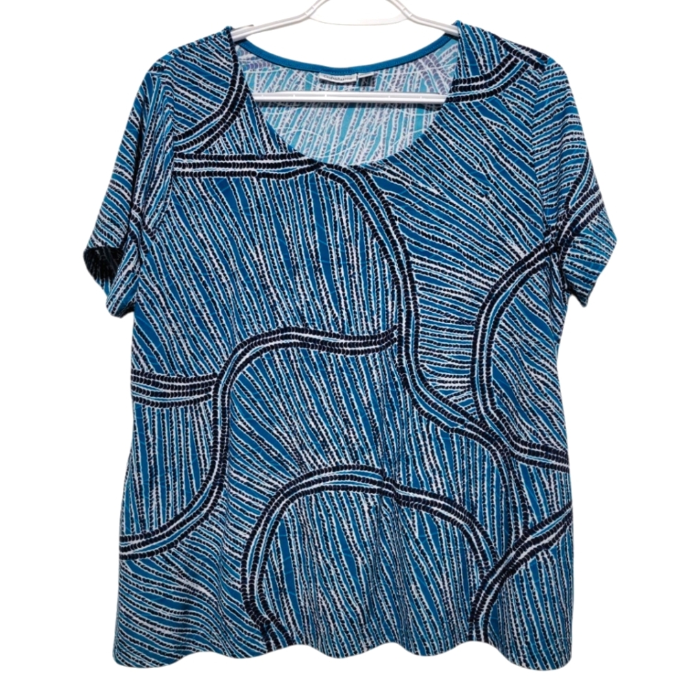 Croft & Barrow Teal Patterned Women's Top Petite XL